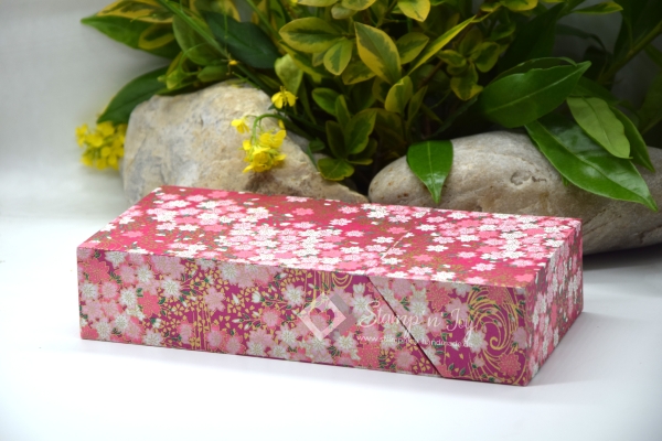 Schachtel mit Klappdeckel & Schublade ca. 21,3x10,0x4,5cm | Kirschblüten | pink rosa | Art. Nr. 97160311